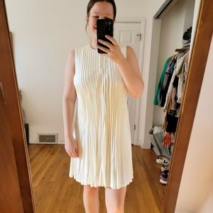 Ralph Lauren Vintage Ivory Cupro Pleated Dress Medium